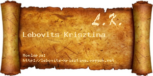 Lebovits Krisztina névjegykártya
